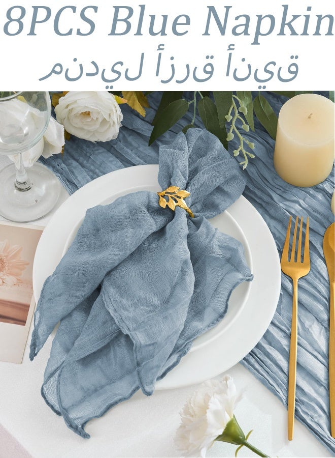 8 حزم من المناديل القماشية 20 × 20 بوصة زرقاء داكنة من القماش القطني البوهيمي مناديل قماشية زخرفية لطاولة العشاء الريفية لحفلات الزفاف وحفلات استقبال المولود الجديد وحفلات العيد والمآدب وتقديم الطعام وتزيين طاولة الطعام المنزلية - Image 1