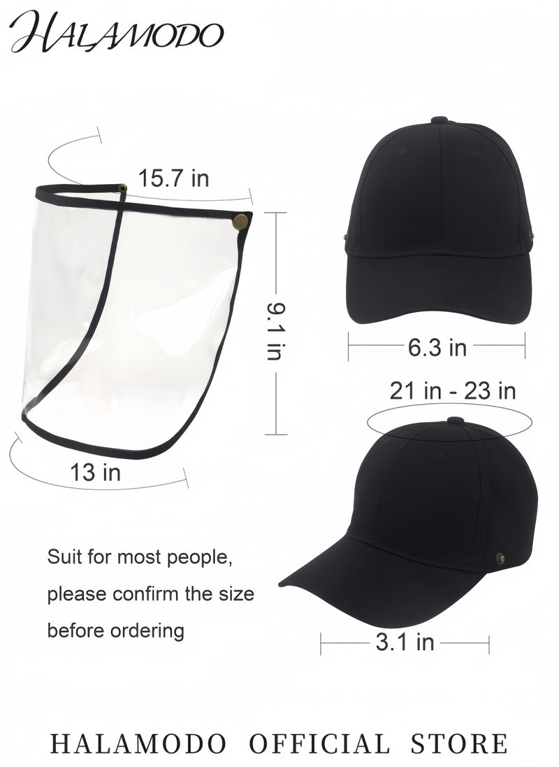 Adjustable Anti-Saliva and Anti-Dust Protective Face Cap Transparent Shield Breathable Cotton Hat Full Coverage Face Protection for Outdoor Activities Commuting and Work