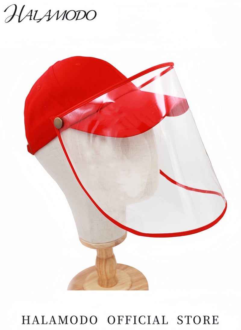 Adjustable Anti-Saliva and Anti-Dust Protective Face Cap Transparent Shield Breathable Cotton Hat Full Coverage Face Protection for Outdoor Activities Commuting and Work