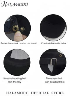 HALAMODO Adjustable Anti-Saliva and Anti-Dust Protective Face Cap Transparent Shield Breathable Cotton Hat Full Coverage Face Protection for Outdoor Activities Commuting and Work  - Image 3