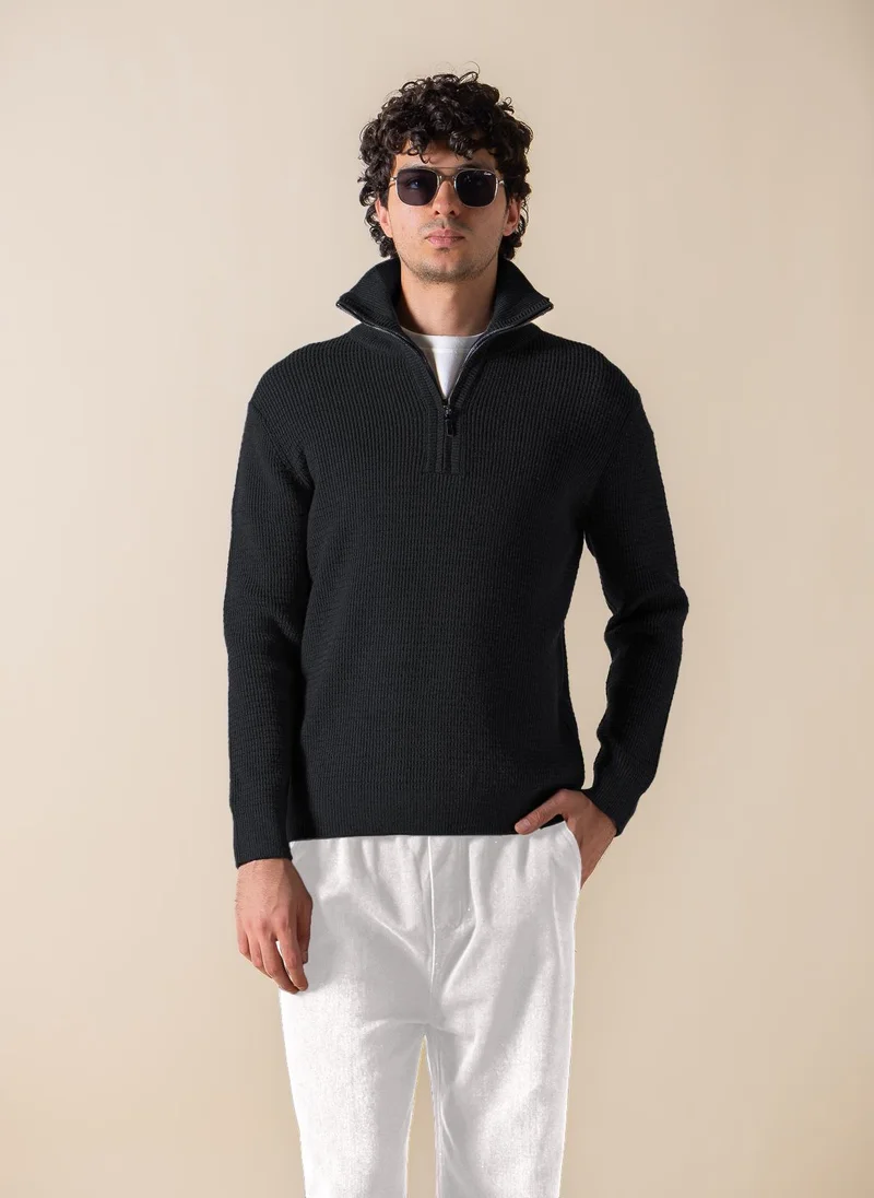 SHAPES KNITTED QUARTER-ZIP JUMPER