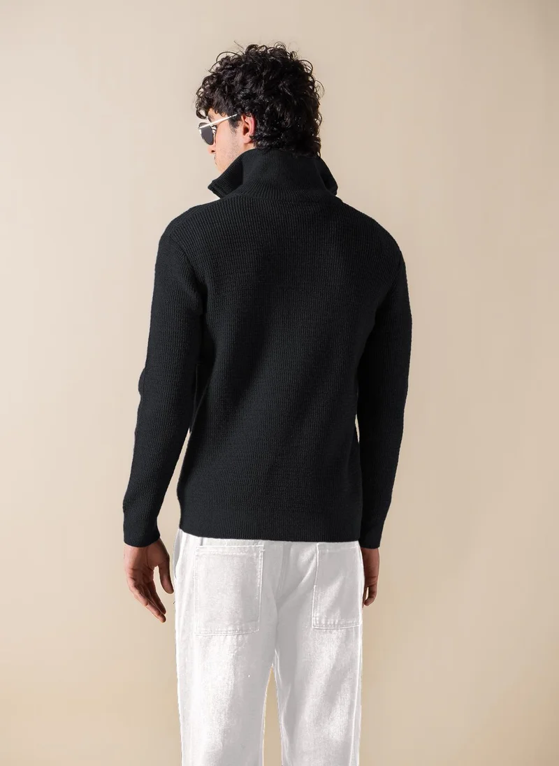 SHAPES KNITTED QUARTER-ZIP JUMPER