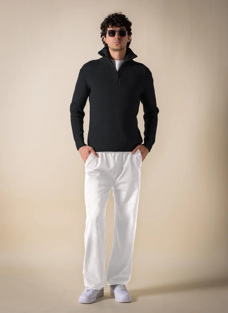 Shapes Black KNITTED QUARTER-ZIP JUMPER for Men | Best Price UAE