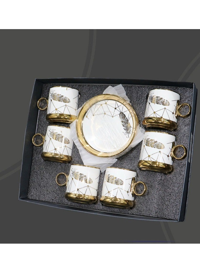 MARS Q A set of tea and coffee cups with distinctive plates with golden edges, with a beautiful and elegant design, - Image 2