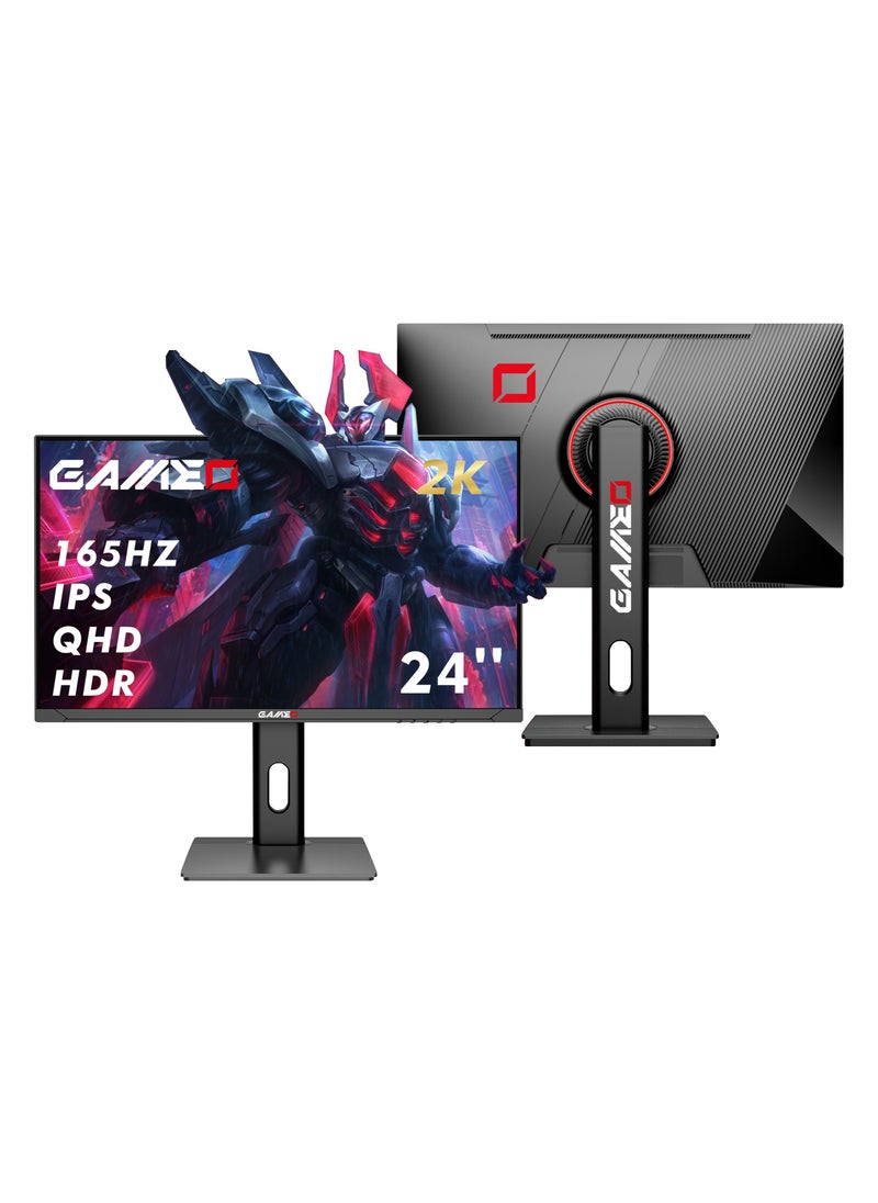 GAMEO - Gaming Monitor Flat 24" Inch 2K (2560x1440) QHD  with IPS Panel, 165Hz, Upto 1ms, Adjustable Stand, HDMI 2.1, QHD Fast IPS Gaming, DP1.4 & HDR | AMD FreeSync | Gaming Monitor For Console, PS5 & Gaming PC | MR24QHD165IPS - Image 1