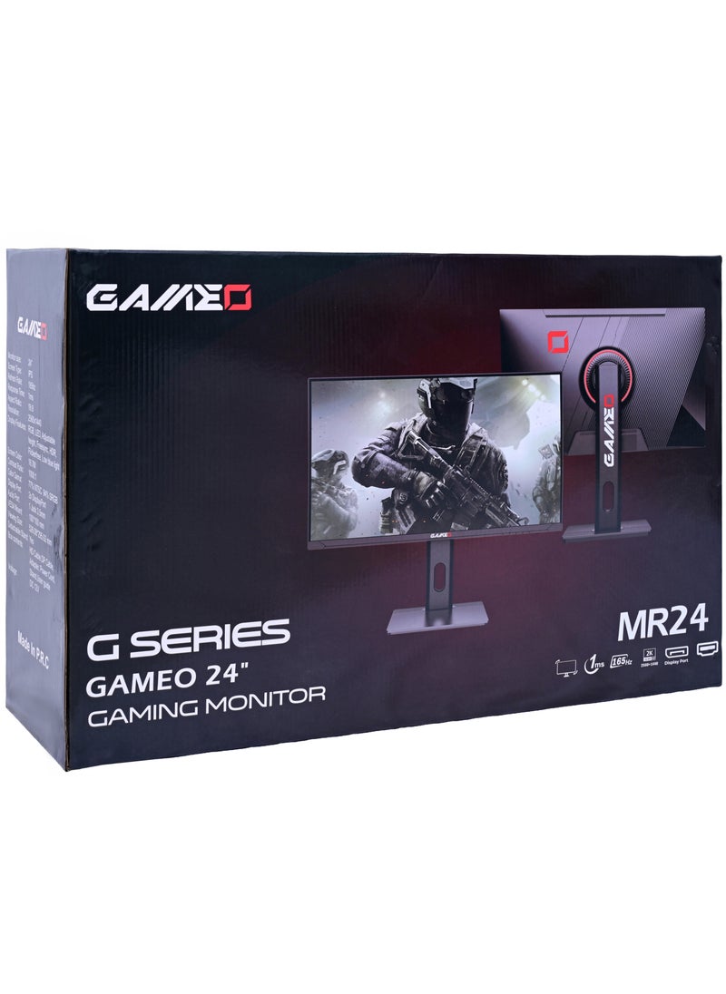 GAMEO - Gaming Monitor Flat 24" Inch 2K (2560x1440) QHD  with IPS Panel, 165Hz, Upto 1ms, Adjustable Stand, HDMI 2.1, QHD Fast IPS Gaming, DP1.4 & HDR | AMD FreeSync | Gaming Monitor For Console, PS5 & Gaming PC | MR24QHD165IPS - Image 1
