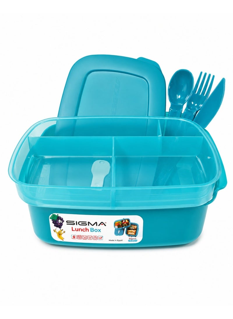 SIGMA Title Sigma Lunch Box 2 L with Spoon, Fork & Knife – Reusable Food Container with Secure Lid - Image 1