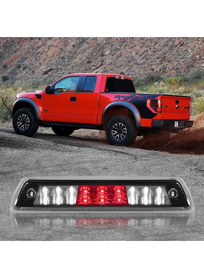 MARLBSTON High Mount Stop Third Brake Lights, Compatible with 2009-2014 Ford F150 Third Center Cargo Reverse Rear LED 3rd Brake Light Bar Taillight Two Rows (Chrome) - Image 1