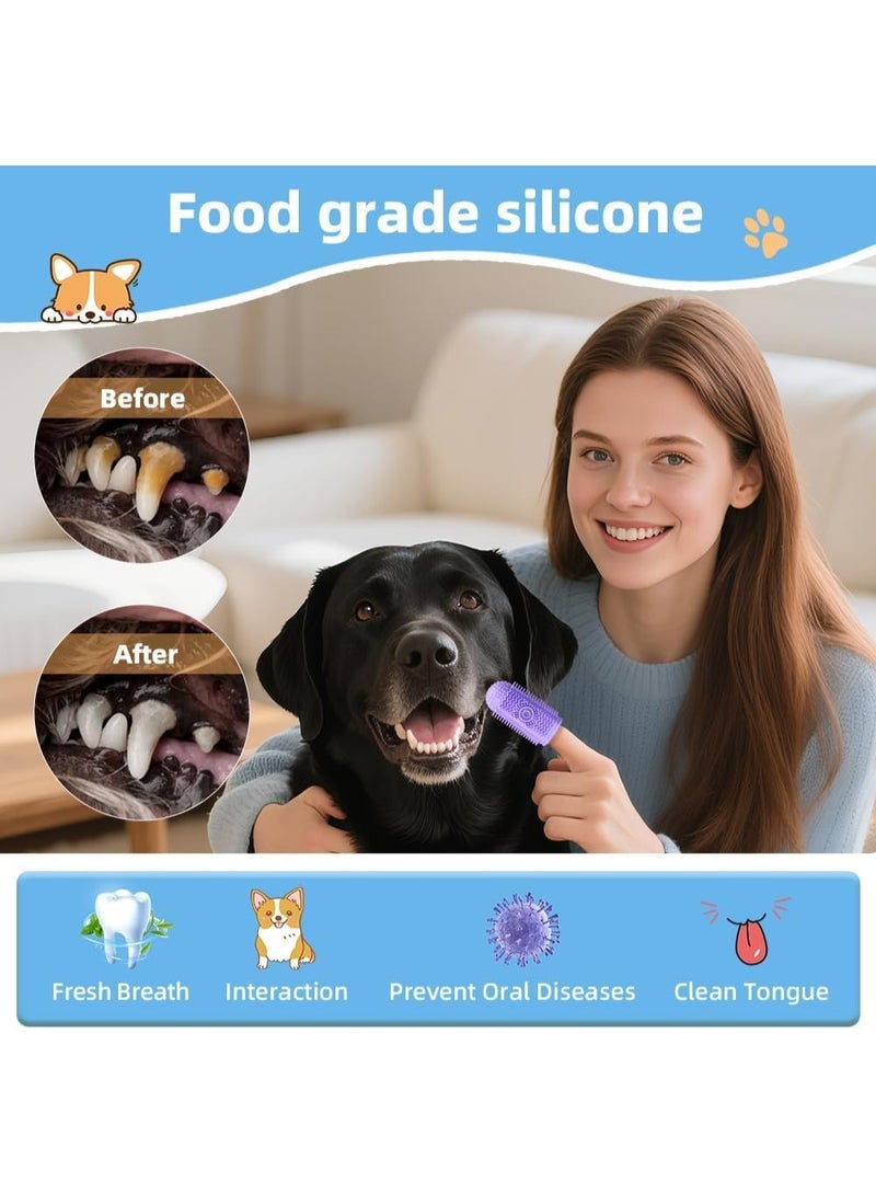 سيوسي 6-Pcs Pet Toothbrush Kit, Silicone Finger Toothbrush Set for Dogs and Cats, 360° Teeth Cleaning with Dental Care Brush, Gentle Dental Hygiene Supplies for Puppy, Kitten, Adult Pet Oral Care - Image 2