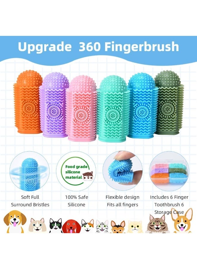 سيوسي 6-Pcs Pet Toothbrush Kit, Silicone Finger Toothbrush Set for Dogs and Cats, 360° Teeth Cleaning with Dental Care Brush, Gentle Dental Hygiene Supplies for Puppy, Kitten, Adult Pet Oral Care - Image 3
