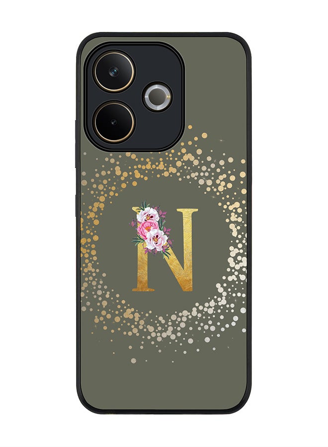 Stylizedd For Oppo A5 Pro 5G / A5 Pro 4G / 5G Case,Slim fit Camera Protection, Shockproof Thin Phone cover  - Custom Monogram Floral - N  (Olive Green ) - Image 1