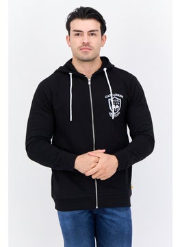 Gazzarrini Men Hooded Graphic Print Long Sleeve Sweatshirt, Black  - Image 1