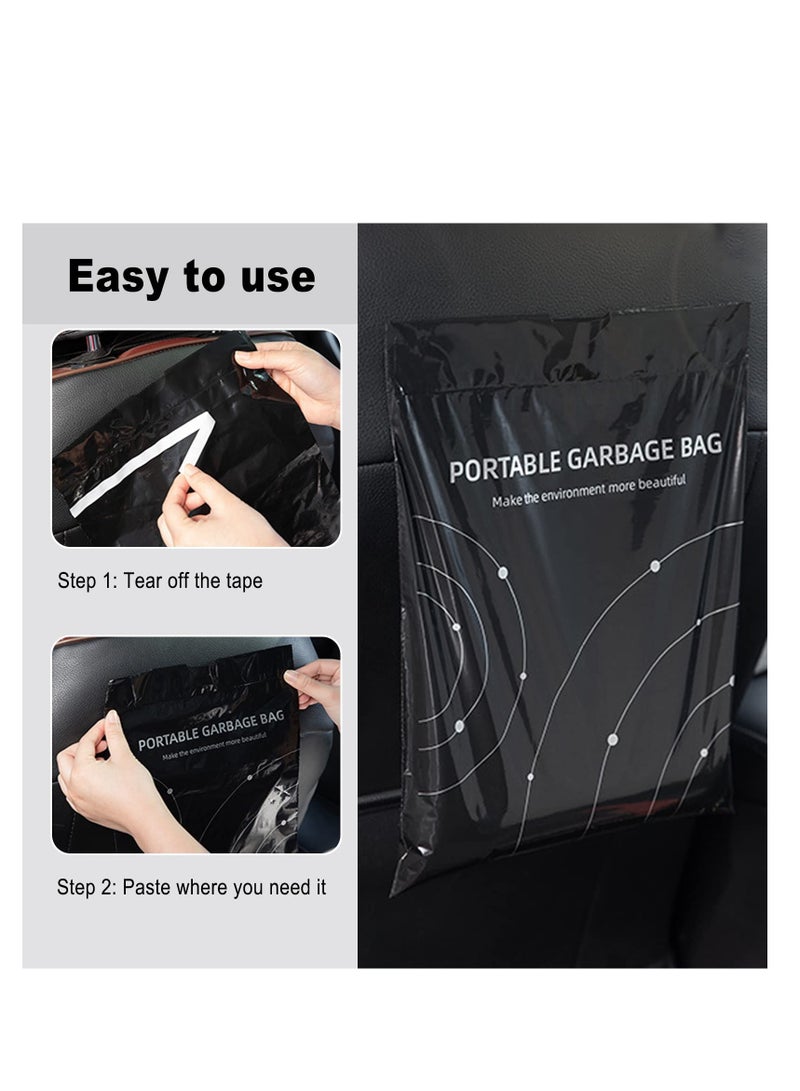 SYOSI Disposable Trash Bags for Cars, 40 Pack Vomit Bags, Portable Drawstring, Paste Dual-Use Self Adhesive Cleaning Bags, Easy Stick on and Hanging, for Cars Kitchens Bedrooms Travel Office (Black) - Image 2