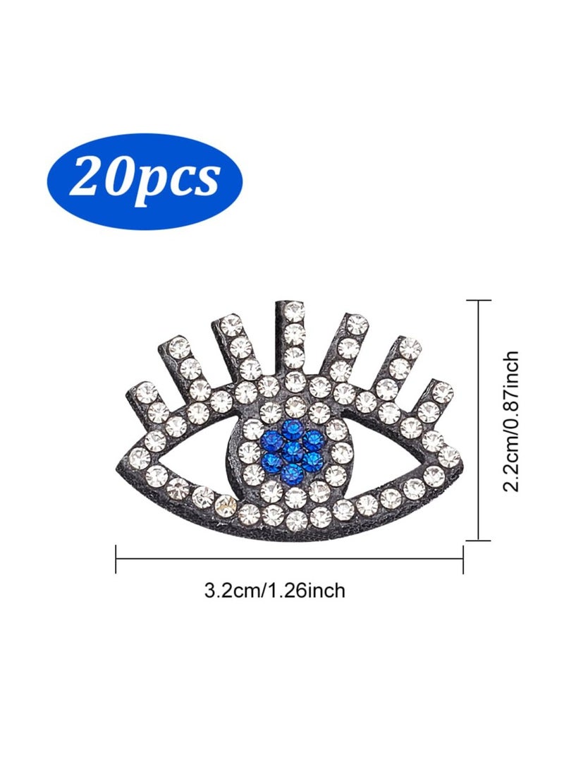 SYOSI 20 Pcs Evil Eye Embroidered Applique Patches Bling Rhinestone Beaded Patches Sew on Sparkling Eye Repair Patch DIY Craft Accessories Gifts for Clothing Jacket Jeans Backpack Hat - Image 2