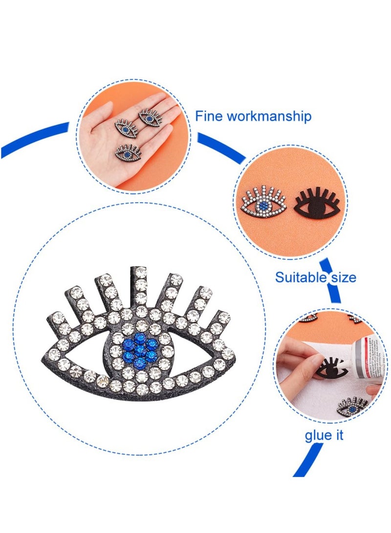 SYOSI 20 Pcs Evil Eye Embroidered Applique Patches Bling Rhinestone Beaded Patches Sew on Sparkling Eye Repair Patch DIY Craft Accessories Gifts for Clothing Jacket Jeans Backpack Hat - Image 3