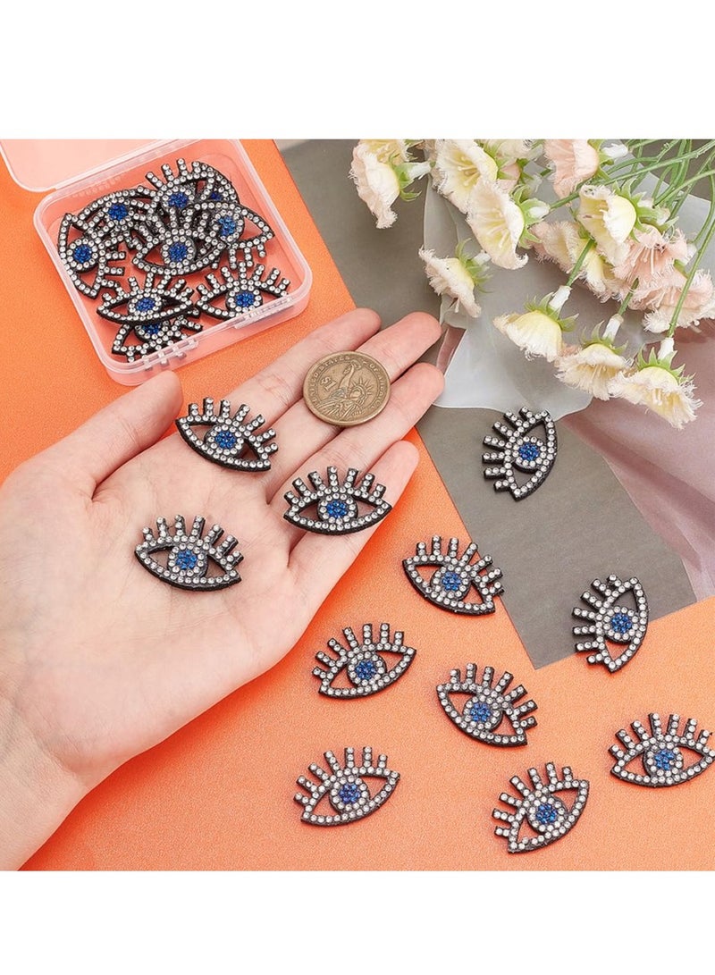 SYOSI 20 Pcs Evil Eye Embroidered Applique Patches Bling Rhinestone Beaded Patches Sew on Sparkling Eye Repair Patch DIY Craft Accessories Gifts for Clothing Jacket Jeans Backpack Hat - Image 4