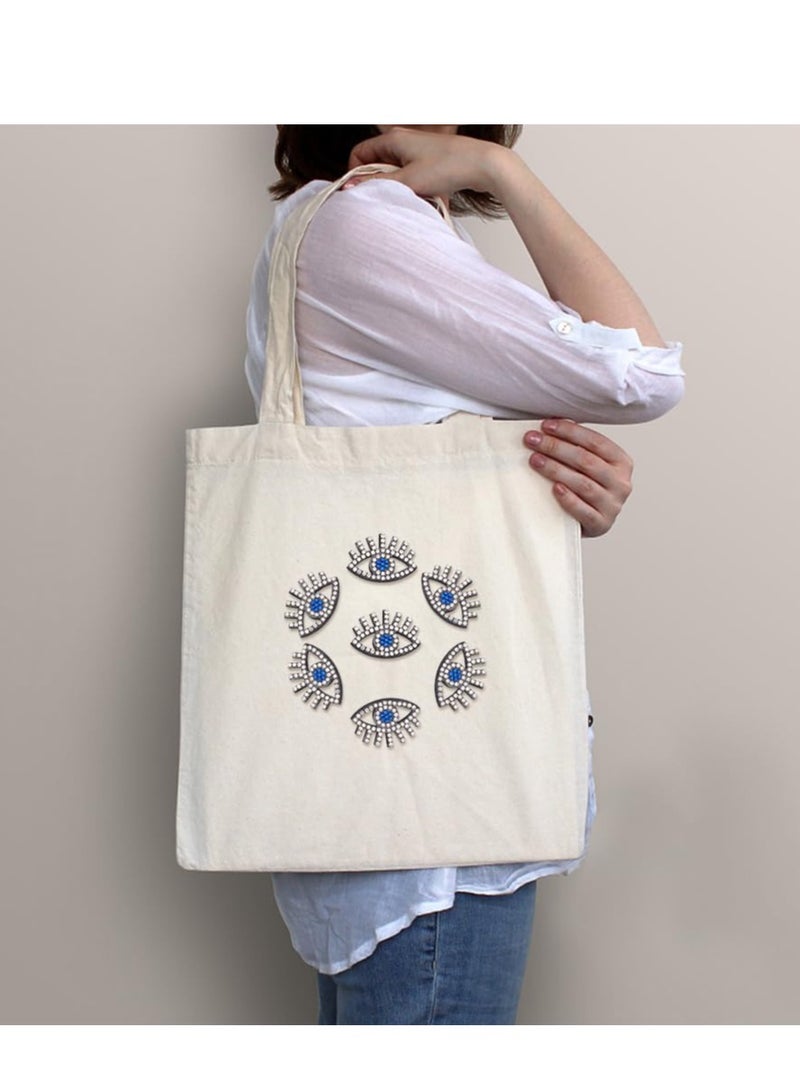 SYOSI 20 Pcs Evil Eye Embroidered Applique Patches Bling Rhinestone Beaded Patches Sew on Sparkling Eye Repair Patch DIY Craft Accessories Gifts for Clothing Jacket Jeans Backpack Hat - Image 5