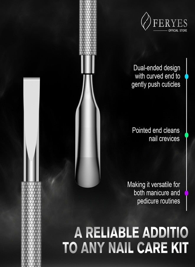 FERYES Professional Cuticle Pusher & Remover Tool - Stainless Steel Dual-Sided Nail Care Tool for Manicure & Pedicure - 5.2 Inch Salon & Home Use - Image 3