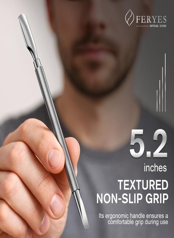 FERYES Professional Cuticle Pusher & Remover Tool - Stainless Steel Dual-Sided Nail Care Tool for Manicure & Pedicure - 5.2 Inch Salon & Home Use - Image 4