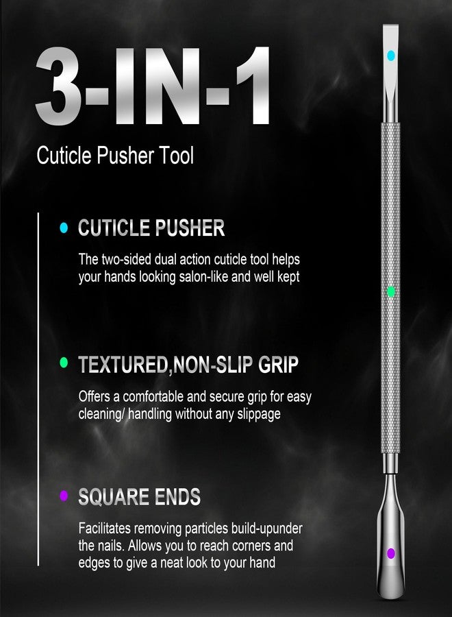 FERYES Professional Cuticle Pusher & Remover Tool - Stainless Steel Dual-Sided Nail Care Tool for Manicure & Pedicure - 5.2 Inch Salon & Home Use - Image 2