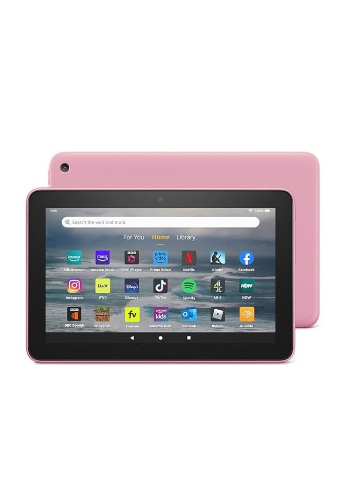 ريبنيو جهاز لوحي Fire 7 للقراءة ومقاطع الفيديو مزود بشاشة مقاس 7 بوصات وبطارية تدوم 10 ساعات وسعة تخزين 16 جيجابايت وردي اصدار حديث 2024 - Image 1