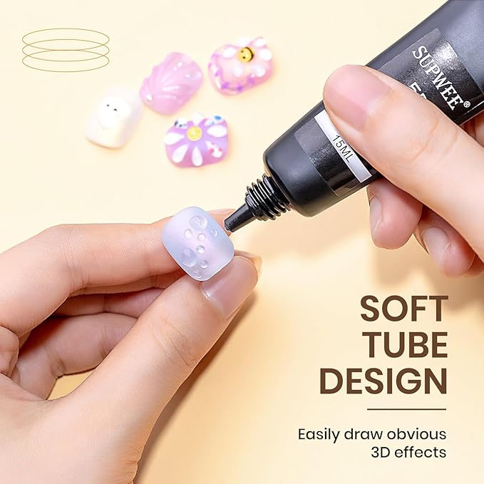 SUPWEE جل النحت SUPWEE 3D جل فن الأظافر 15 جرام شفاف للنحت - Image 5