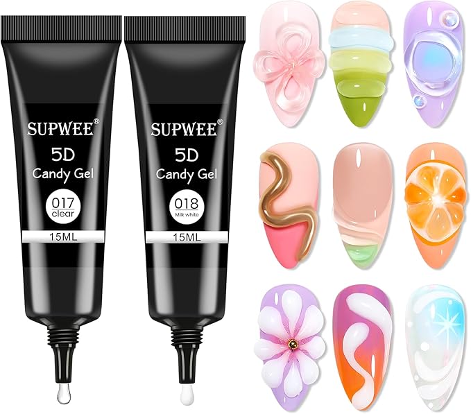 SUPWEE جل النحت SUPWEE 3D جل فن الأظافر 15 جرام شفاف للنحت - Image 1