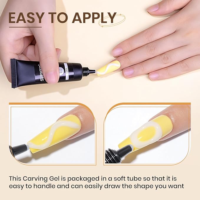 SUPWEE جل النحت SUPWEE 3D جل فن الأظافر 15 جرام شفاف للنحت - Image 3
