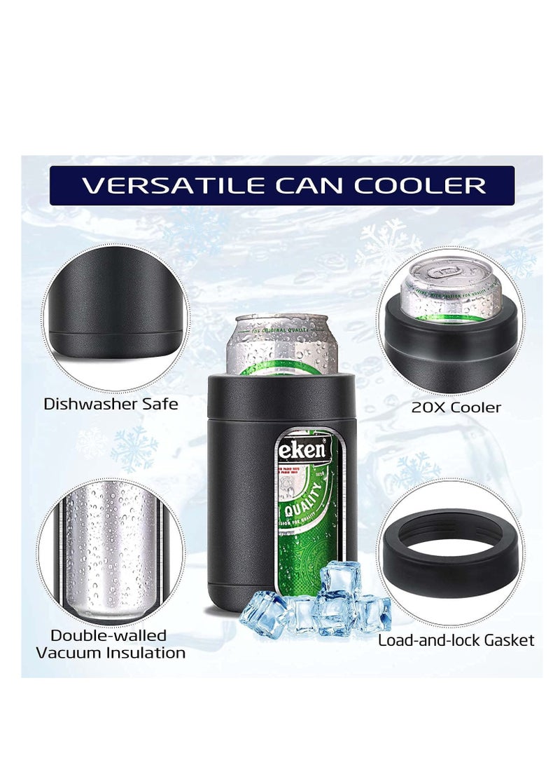 3 in 1 Can Cooler, Beer Bottle Insulator, Beer Bottle and Can Cooler with Beer Opener, 12 oz, Slim Can Beer Bottle Insulators Holder, Vacuum Insulated Double Walled Stainless Steel (Matte Black) - Image 2