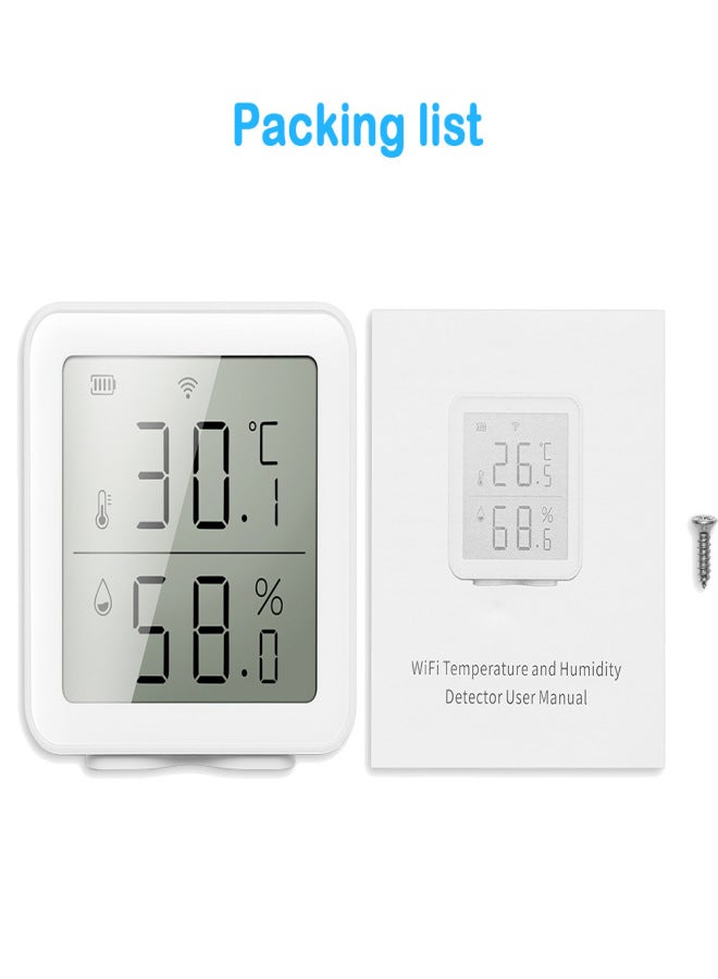 Graffiti smart WiFi temperature and humidity sensor home wireless intelligent linkage detection temperature and humidity sensor White - Image 2
