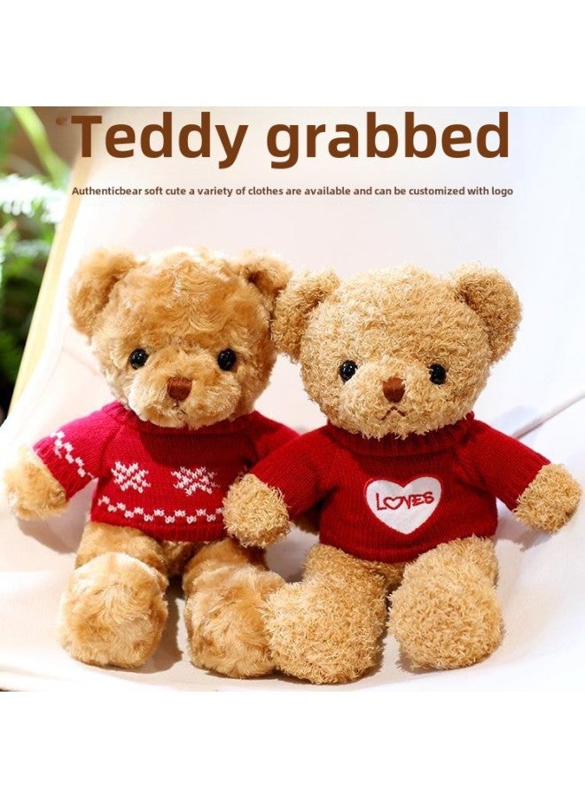 Cute Teddy Bear Plush Toy Bear Doll Hug Bear Doll Children Bear Birthday Gift-Color:White Bear Brown Sweatshirt-Height:38cm +window Bag - Image 3