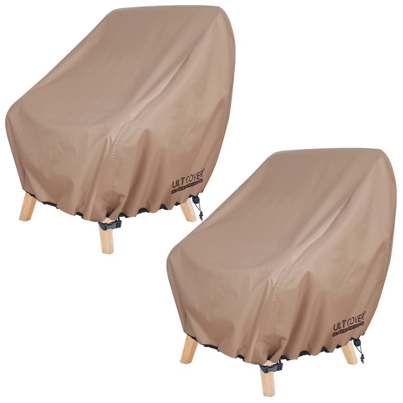 ULTCOVER Waterproof Patio Chair Cover 2 Pack  Outdoor Lounge Deep Seat Single Lawn Chair Cover Fits Up to 38W x 34D x 34H inches