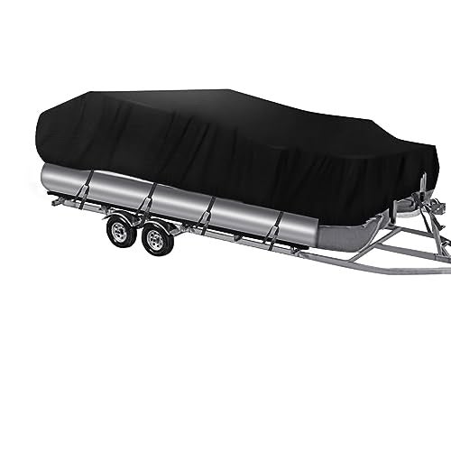 NEVERLAND Pontoon Boat Cover Waterproof Heavy Duty Trailerable Boat Cover Marine Grade Polyester Canvas Cover Fits Pontoon/Deck Boats (Boat Length 17-20ft, Beam Width up to 102", Black) - Image 1