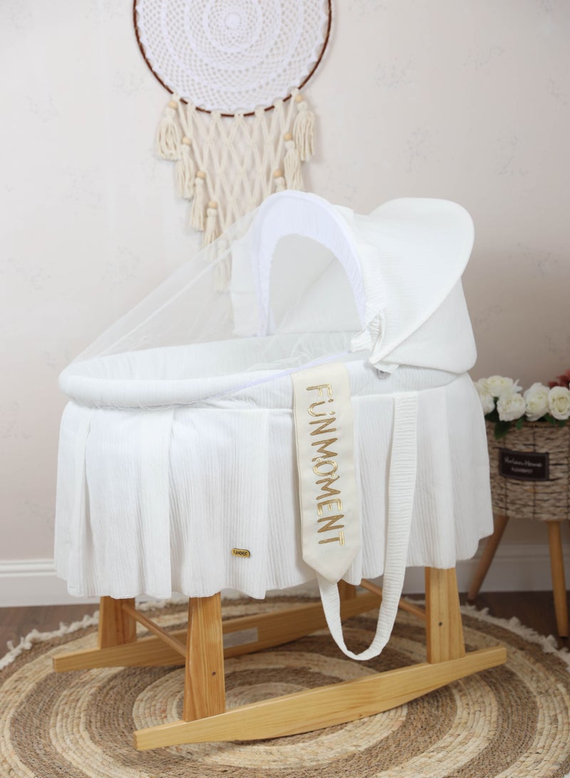 لحظة مرح سرير سلة موسى مع حامل هزاز خشبي - Image 1