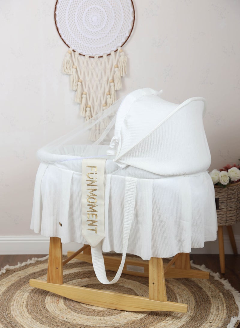 لحظة مرح سرير سلة موسى مع حامل هزاز خشبي - Image 2