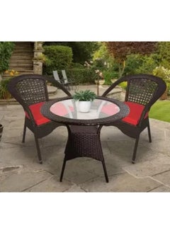 PRIME PIGEON PRIME PIGEON D8 PatioIndoor Outdoor Living Room Balcony Garden Chair Table Set 21 2 Chair 1 TableFurniture Set Coffee Chair Set Powder CoatedBrown 