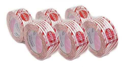 iMBAPrice Security Tape - Printed Message"IF Seal is Broken Check Contents Before Accepting" 6 Roll of 110 Yards(330 Feet x 6) 2" Wide Stop Sign Shipping Packaging Tape - Image 1