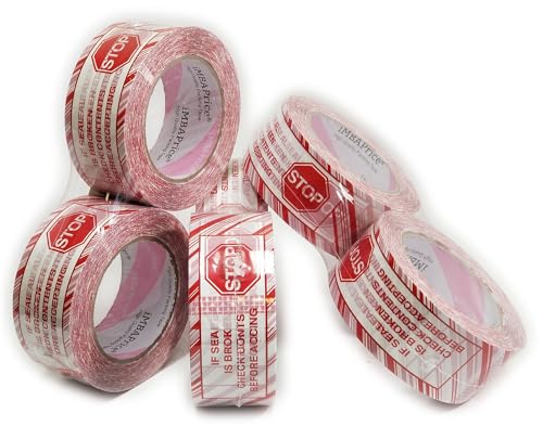 iMBAPrice Security Tape - Printed Message"IF Seal is Broken Check Contents Before Accepting" 6 Roll of 110 Yards(330 Feet x 6) 2" Wide Stop Sign Shipping Packaging Tape - Image 3