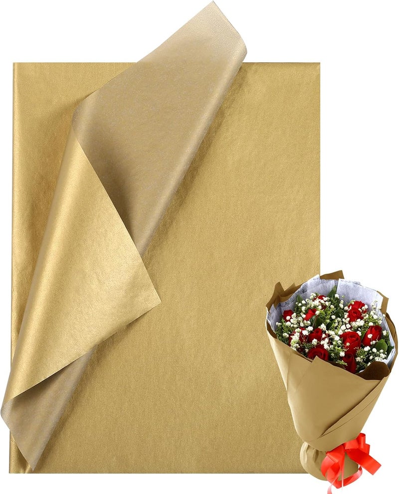 Naler Gold Tissue Paper, 60 Sheets Tissue Paper Bulk Gift Wrap for Christmas Crafting Wedding Party DIY Birthday Decorations,14x 20 - Image 1
