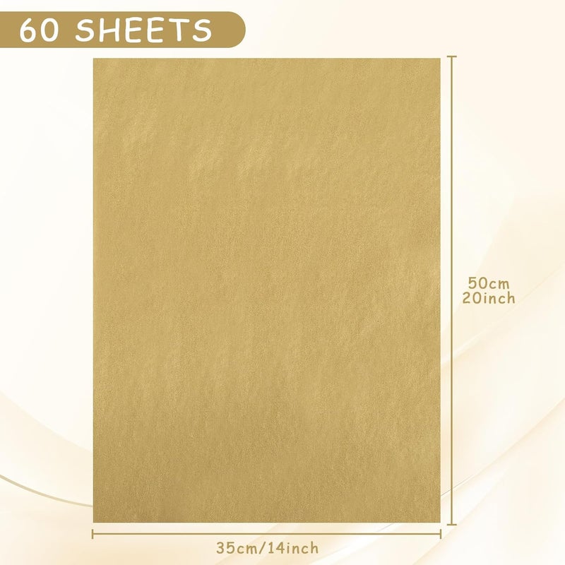 Naler Gold Tissue Paper, 60 Sheets Tissue Paper Bulk Gift Wrap for Christmas Crafting Wedding Party DIY Birthday Decorations,14x 20 - Image 2