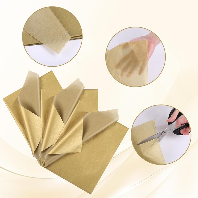 Naler Gold Tissue Paper, 60 Sheets Tissue Paper Bulk Gift Wrap for Christmas Crafting Wedding Party DIY Birthday Decorations,14x 20 - Image 3