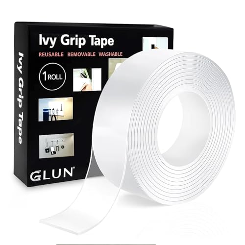GLUN® Nano Double Sided Tape, Multipurpose Super Sticky Gel Grip Mounting Tape, Washable, Reusable, No Residue, for Home & Office, 2mm Thick, 1.2 Inch Wide, Transparent (3 mtrs) - Image 1