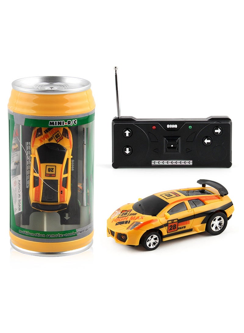 Loquat Electric Can Light Remote Control Car Mini Can Four-Way Wireless Remote Control Car Racing Car With Roadblock Toy Car Without Battery (Yellow) - Image 1