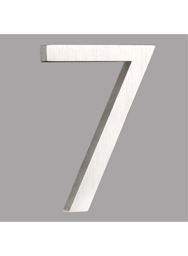 HASWARE Floating House Number 4 inch Stylish Door Numbers Alphabet Plaque Street Home Address Numerals (Small 7, Silver) - Image 1