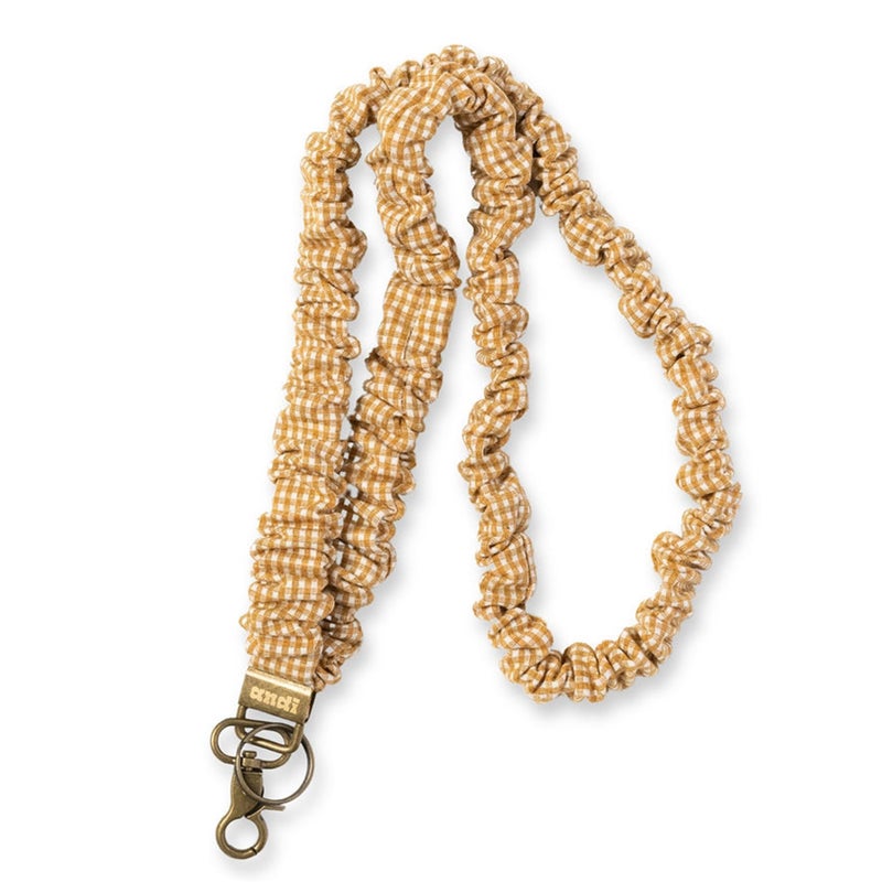 ANDI Neck Lanyard For Women - Scrunchie Cute Lanyard for Keys, Id Card Holder, Wallet - Aesthetic Long Lanyard (Mustard Gingham) - Image 1