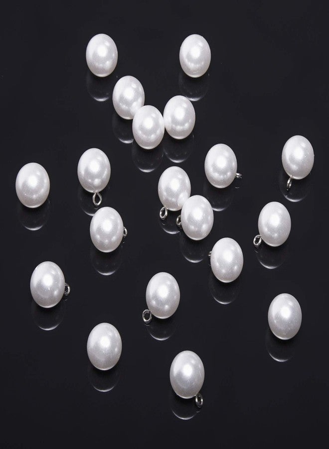 iKammo 20 Pcs Small Round Pearl Bridal Rhinestone Buttons - Crystal, Wedding Sewing (White, 10mm) - Image 4