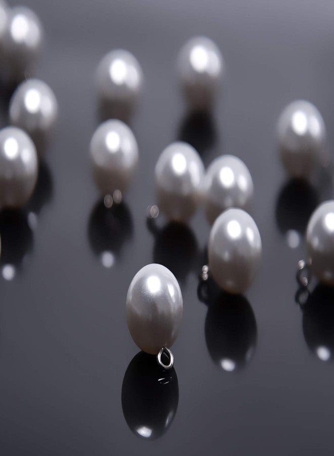 iKammo 20 Pcs Small Round Pearl Bridal Rhinestone Buttons - Crystal, Wedding Sewing (White, 10mm) - Image 3
