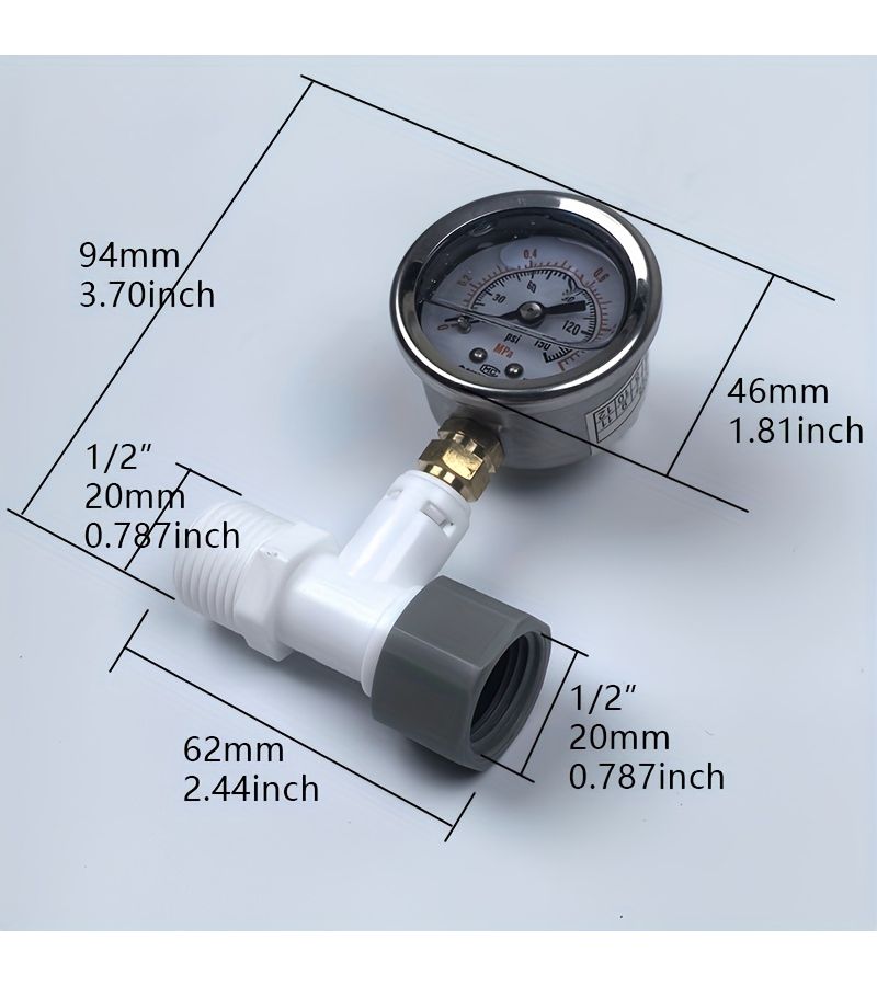 Water Pressure Test Gauge for Water Purifier with 4 Way Tee 2 Pressure Gauges - Image 3