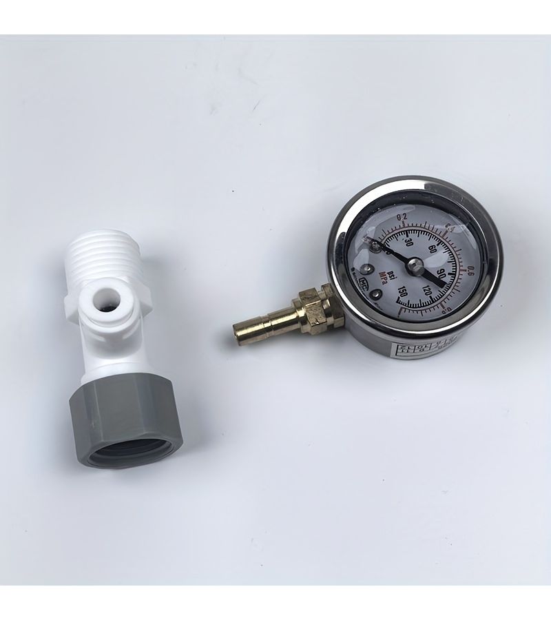 Water Pressure Test Gauge for Water Purifier with 4 Way Tee 2 Pressure Gauges - Image 1