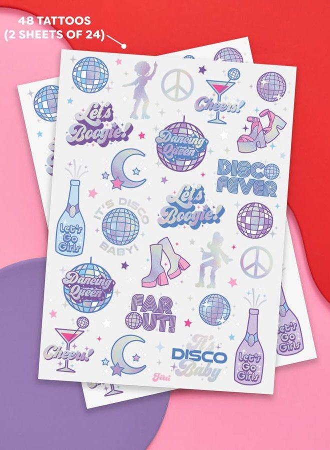 xo, Fetti Disco Birthday Party Decorations Temporary Tattoos - 44 pcs | Fun Bday Girl Party, Older, Wiser, Hotter, HBD, Disco Cowgirl Party, Hot Girl Bday - Image 2